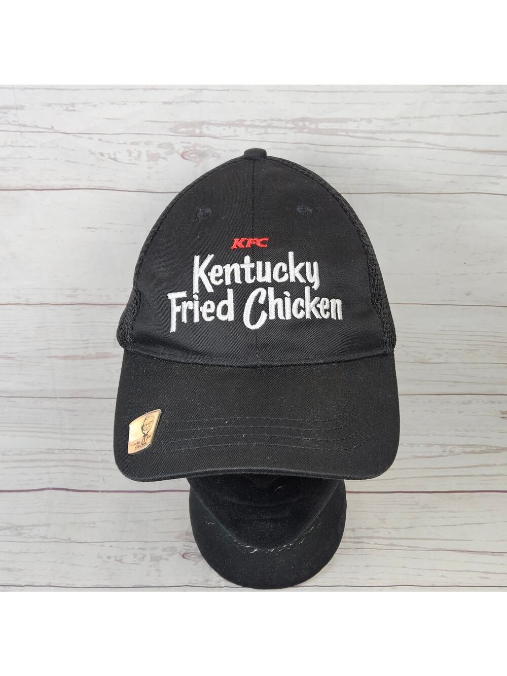 KFC Kentucky Fried Chicken Employee Mesh Hat Black With Colonel Sanders Pin